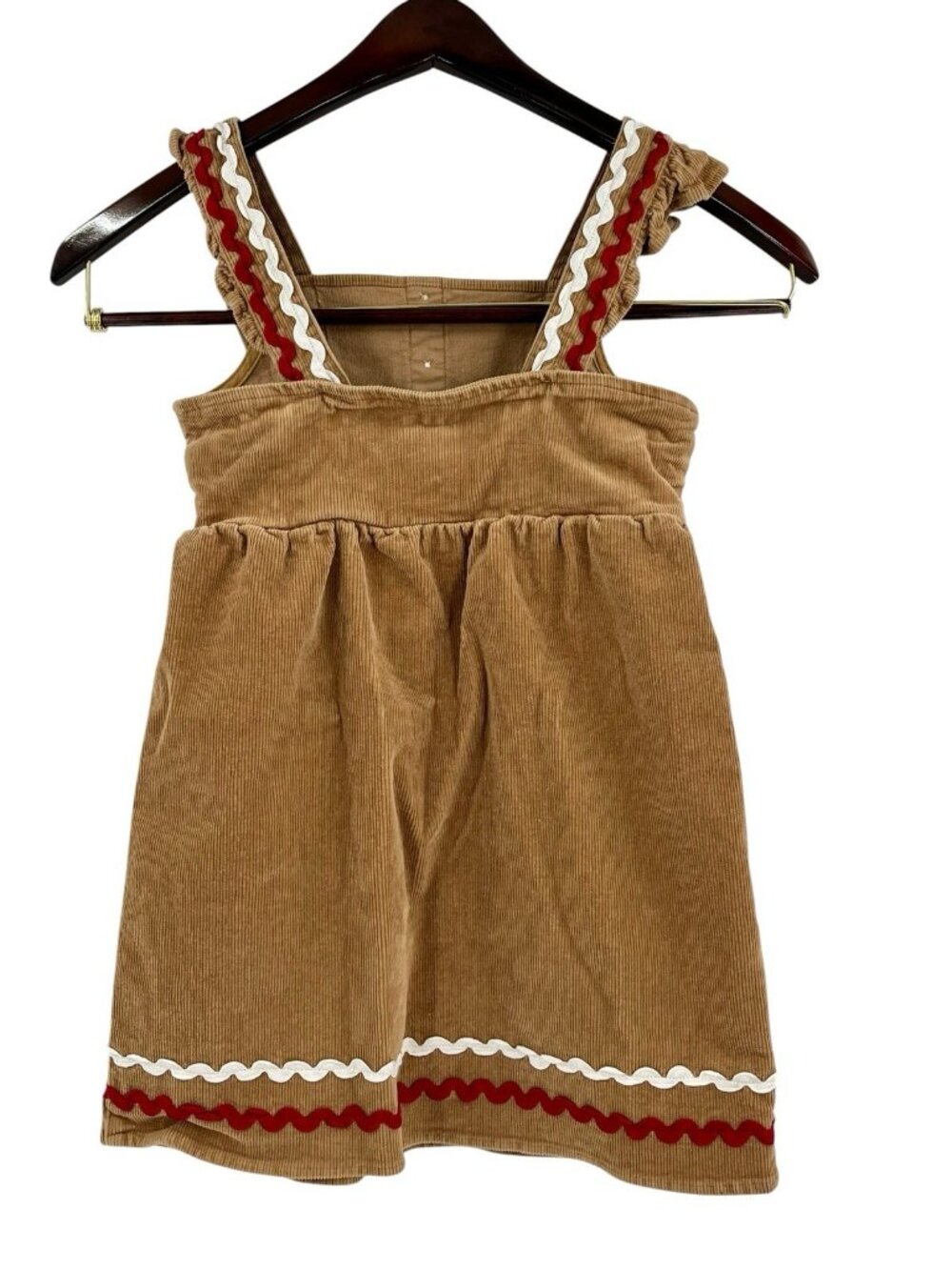 GYMBOREE Girl's Brown Corduroy Gingerbread Holiday Sleeveless Overall Dress 7 - Picture 4 of 4